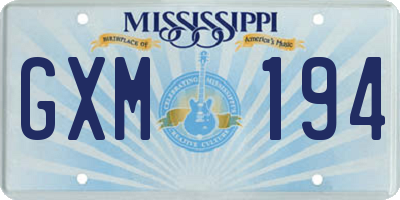 MS license plate GXM194