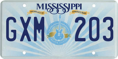 MS license plate GXM203