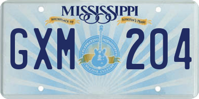 MS license plate GXM204