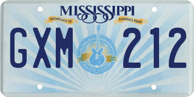 MS license plate GXM212