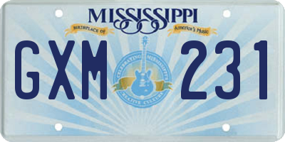 MS license plate GXM231