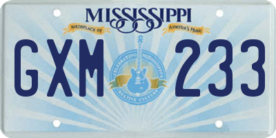 MS license plate GXM233