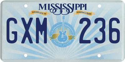 MS license plate GXM236