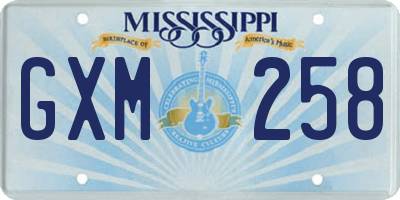 MS license plate GXM258