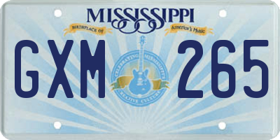 MS license plate GXM265
