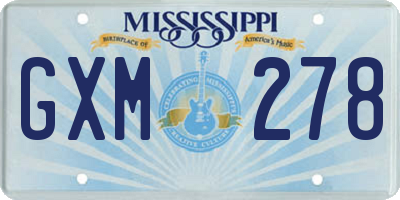 MS license plate GXM278