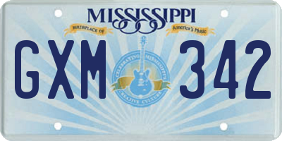MS license plate GXM342
