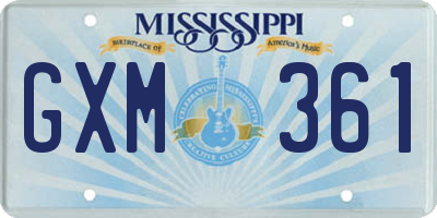MS license plate GXM361