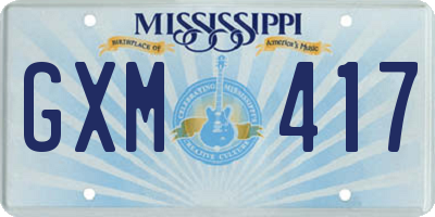 MS license plate GXM417