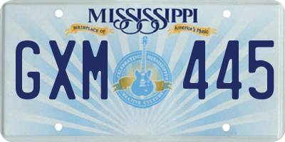 MS license plate GXM445