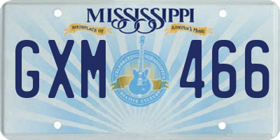 MS license plate GXM466
