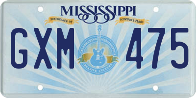 MS license plate GXM475