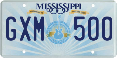 MS license plate GXM500