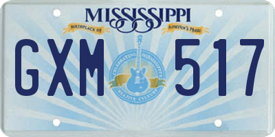 MS license plate GXM517