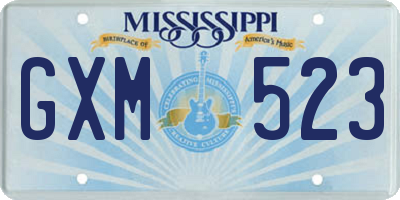 MS license plate GXM523