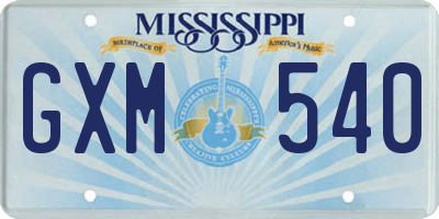 MS license plate GXM540