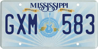 MS license plate GXM583