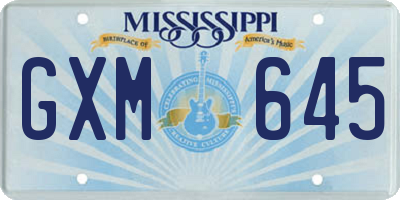 MS license plate GXM645