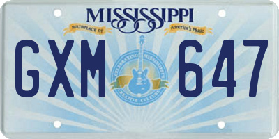 MS license plate GXM647