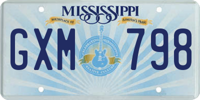 MS license plate GXM798