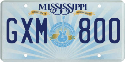 MS license plate GXM800