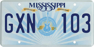 MS license plate GXN103