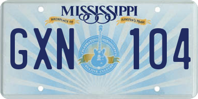 MS license plate GXN104