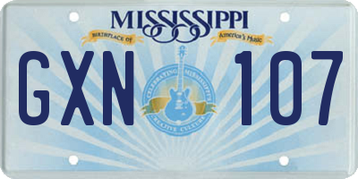 MS license plate GXN107