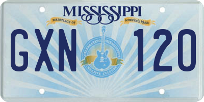 MS license plate GXN120