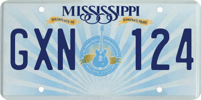 MS license plate GXN124