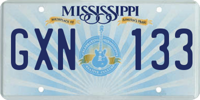 MS license plate GXN133