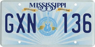 MS license plate GXN136