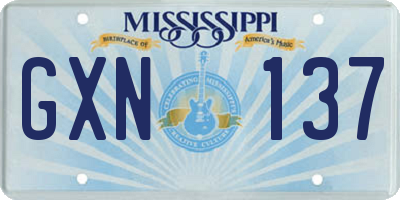 MS license plate GXN137