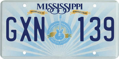 MS license plate GXN139