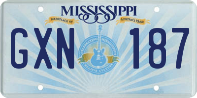 MS license plate GXN187