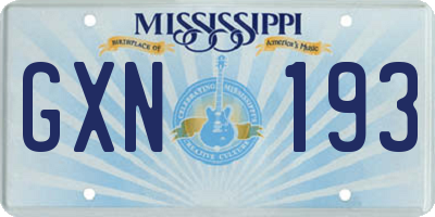 MS license plate GXN193