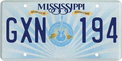 MS license plate GXN194