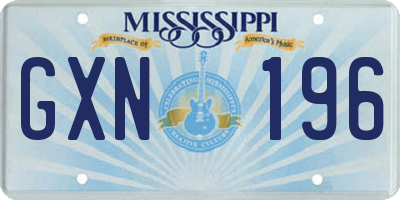 MS license plate GXN196