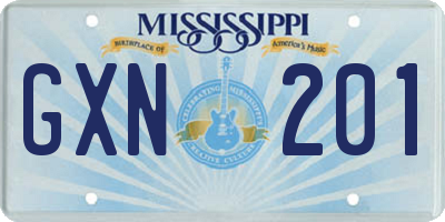 MS license plate GXN201