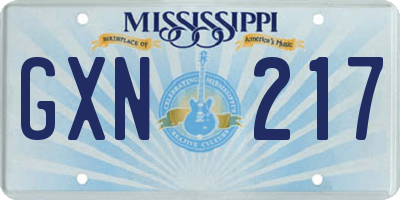 MS license plate GXN217