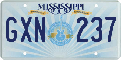 MS license plate GXN237