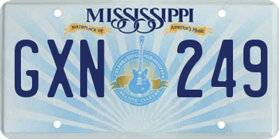 MS license plate GXN249