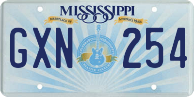 MS license plate GXN254