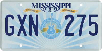 MS license plate GXN275