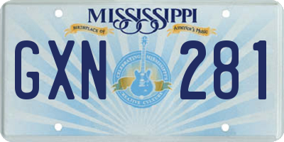 MS license plate GXN281