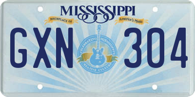 MS license plate GXN304