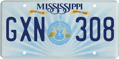 MS license plate GXN308