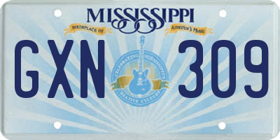 MS license plate GXN309