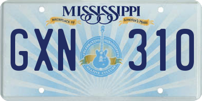 MS license plate GXN310