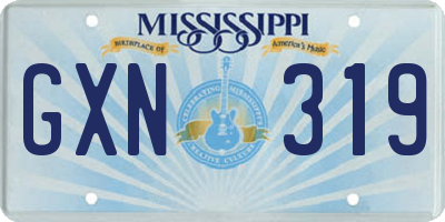 MS license plate GXN319